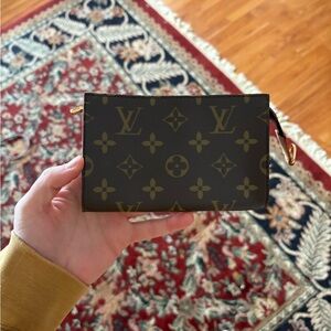 Louis Vuitton Brown and Gold Zippered Pouch